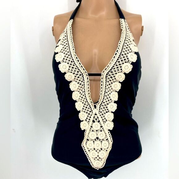 Kona Sol Crotchet Trim One Piece Swimsuit S - Picture 2 of 7